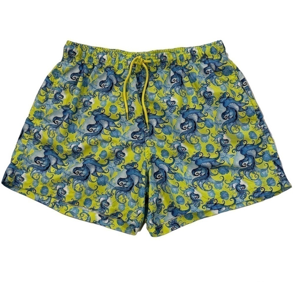 NEW Happy Hour Swim Trunks Men Size Medium‎ Color Lime Green/Blue